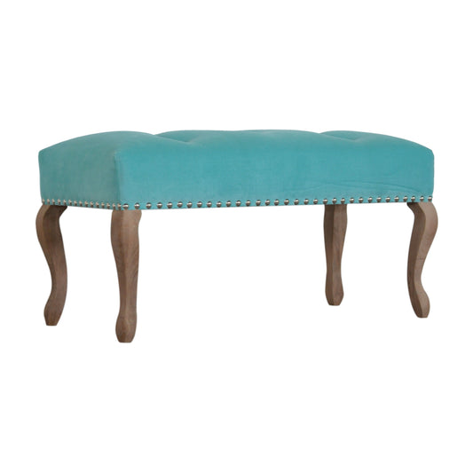 French Style Aqua Upholstered Bench