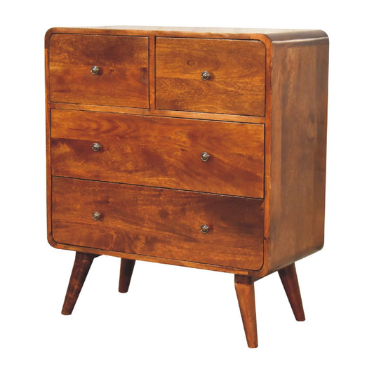 2 over 2 Curved Draw Chestnut Chest of drawers