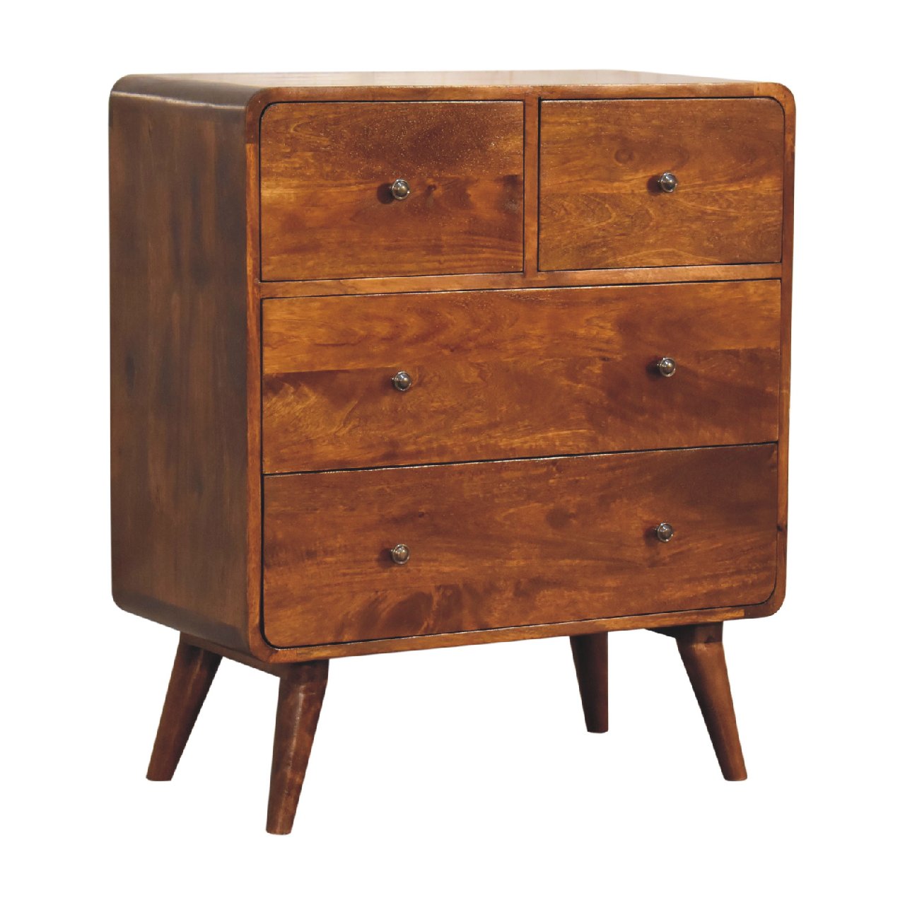 2 over 2 Curved Draw Chestnut Chest of drawers