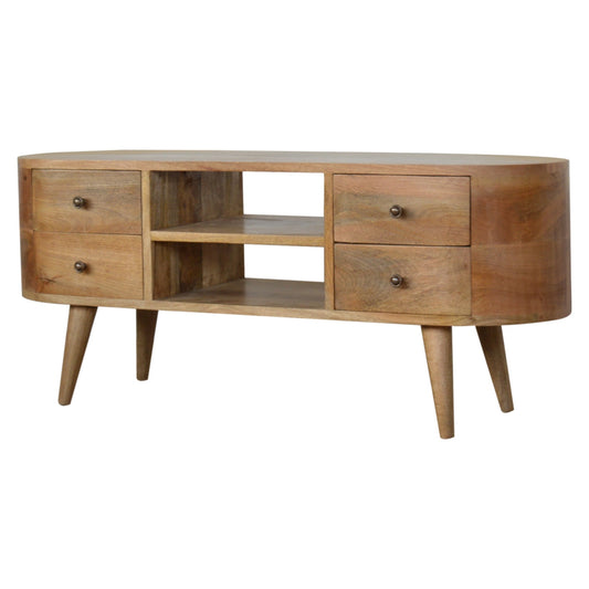 Solid Wood Rounded Entertainment Unit
