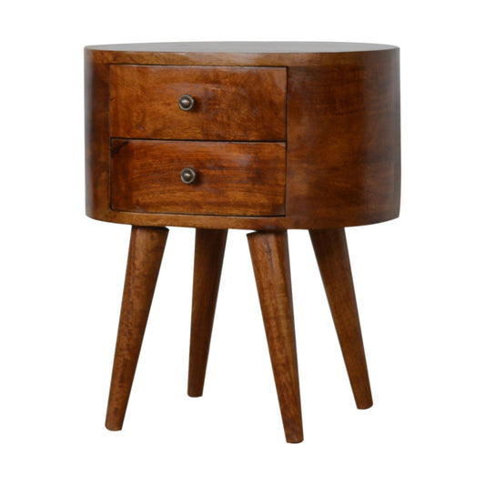 Bedside Table Solid Rounded Chestnut