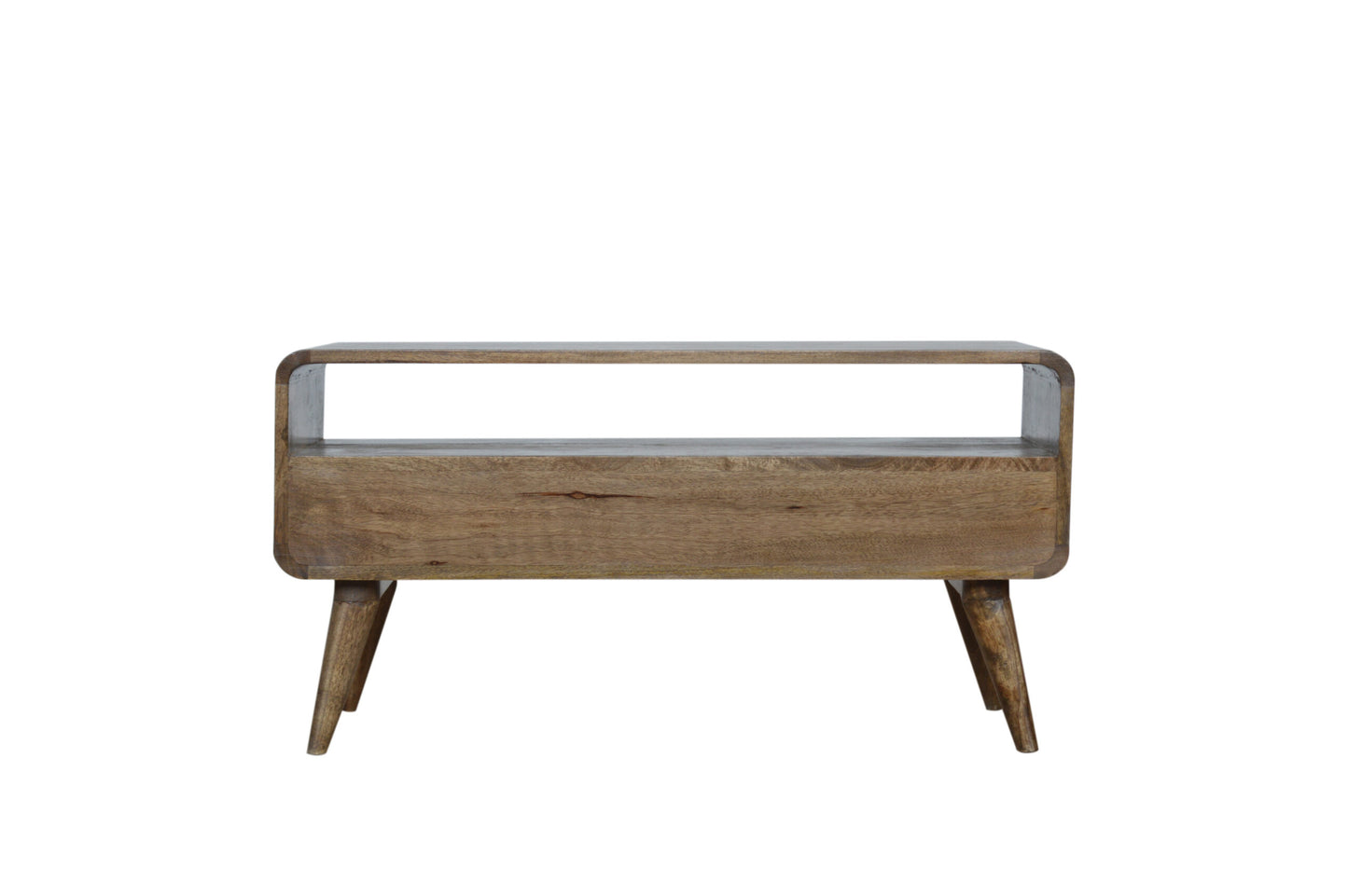 Curved Grey Washed Media Unit/ Coffee Table