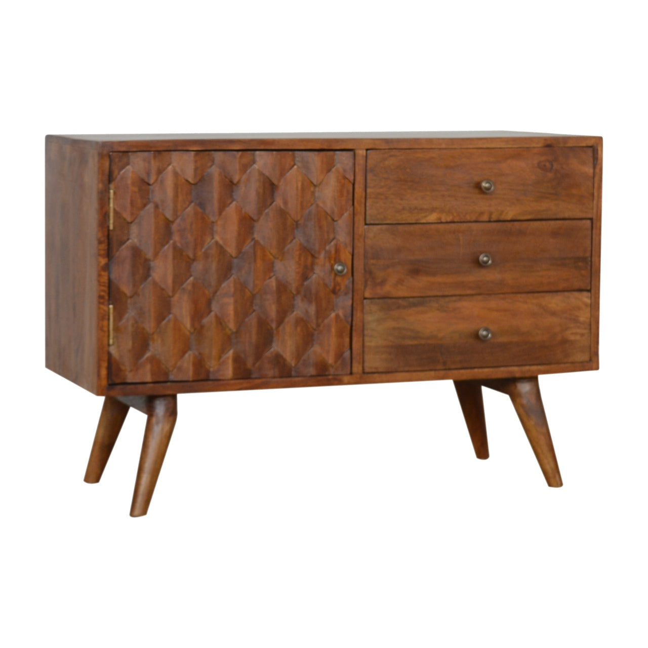 Carved Chestnut Solid Wood Sideboard