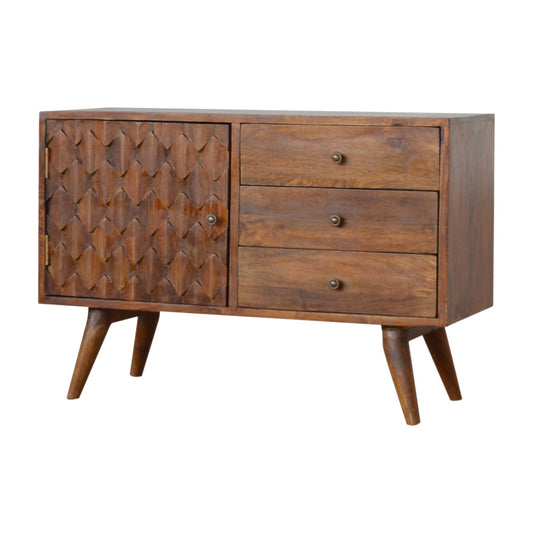 Carved Chestnut Solid Wood Sideboard