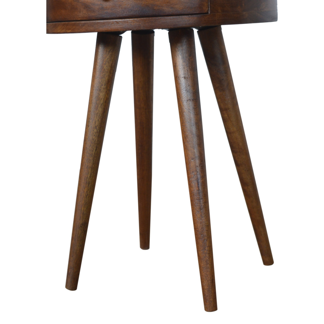 100% Solid Mango Nordic Chestnut Circular Shaped Bedside Cabinet