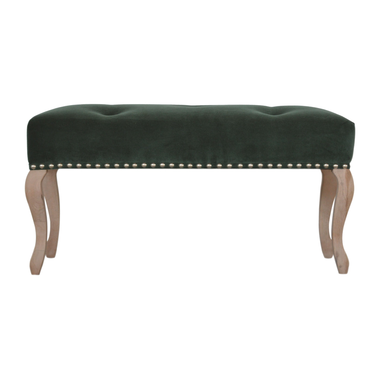 French Style Emerald Velvet Bench