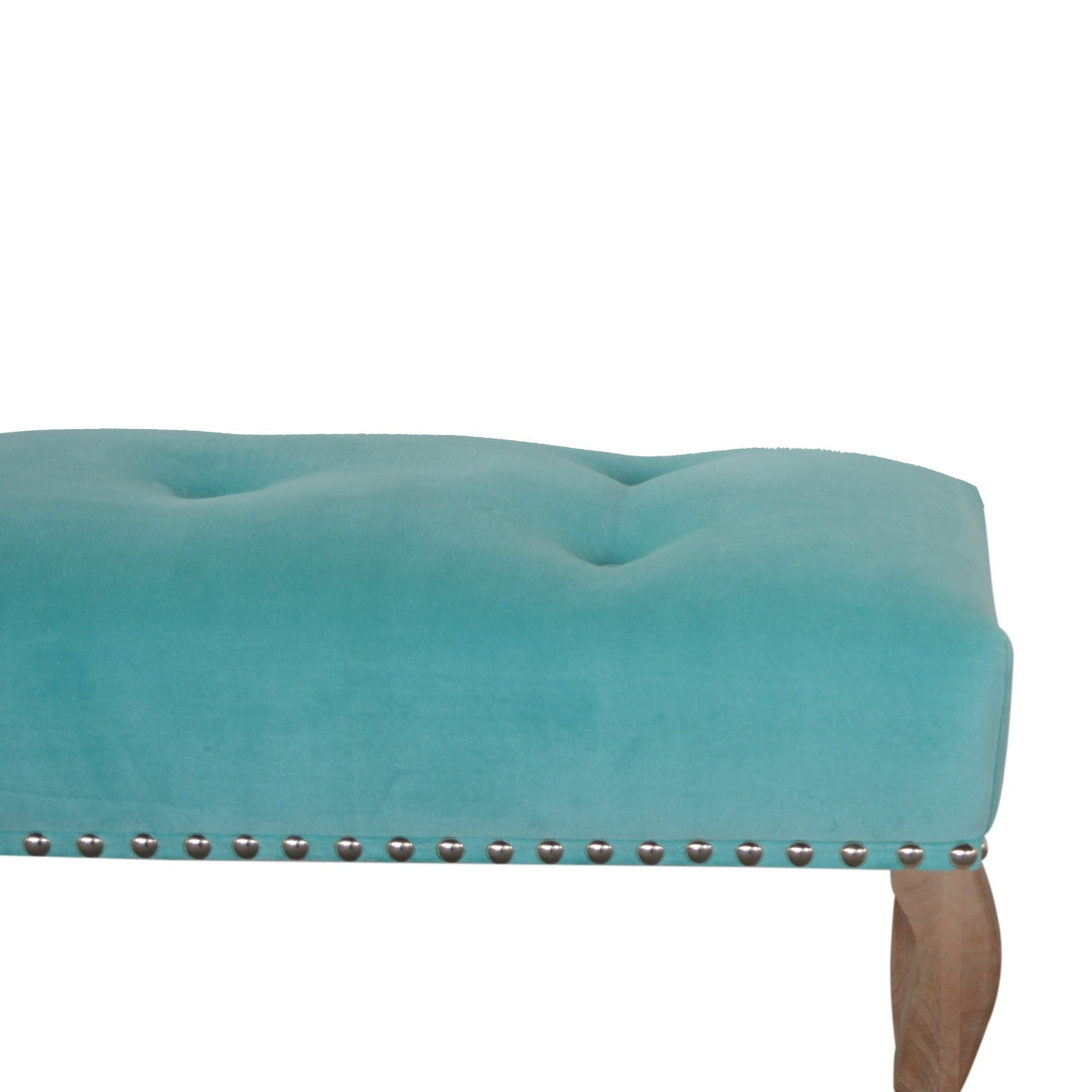 French Style Aqua Upholstered Bench