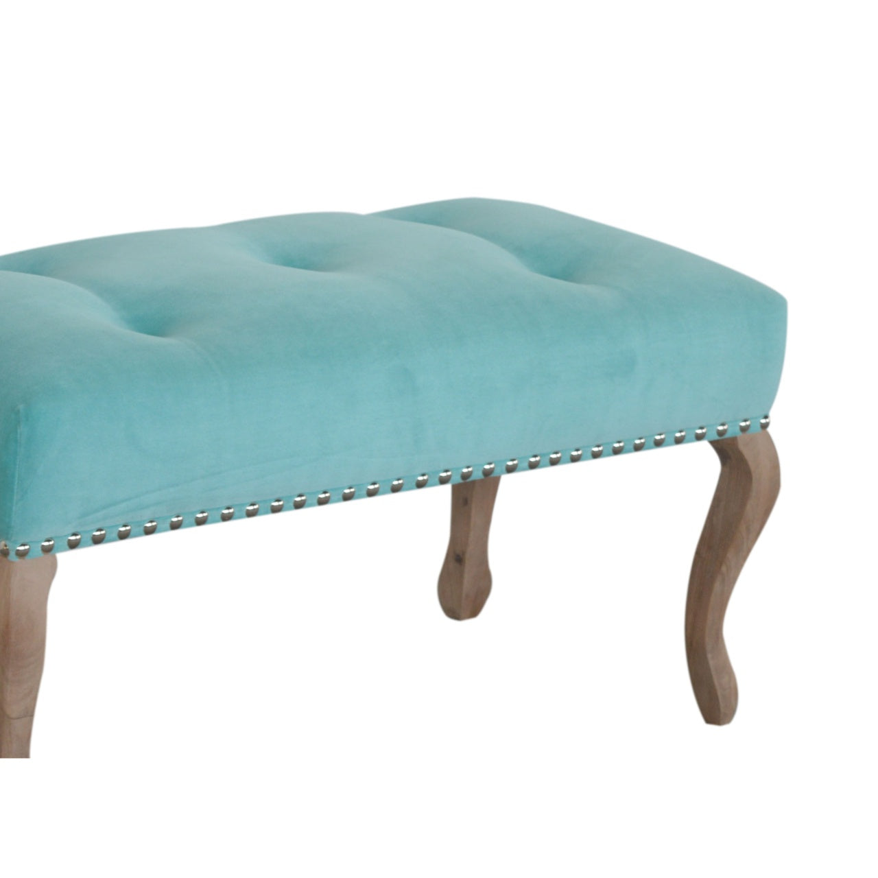 French Style Aqua Upholstered Bench