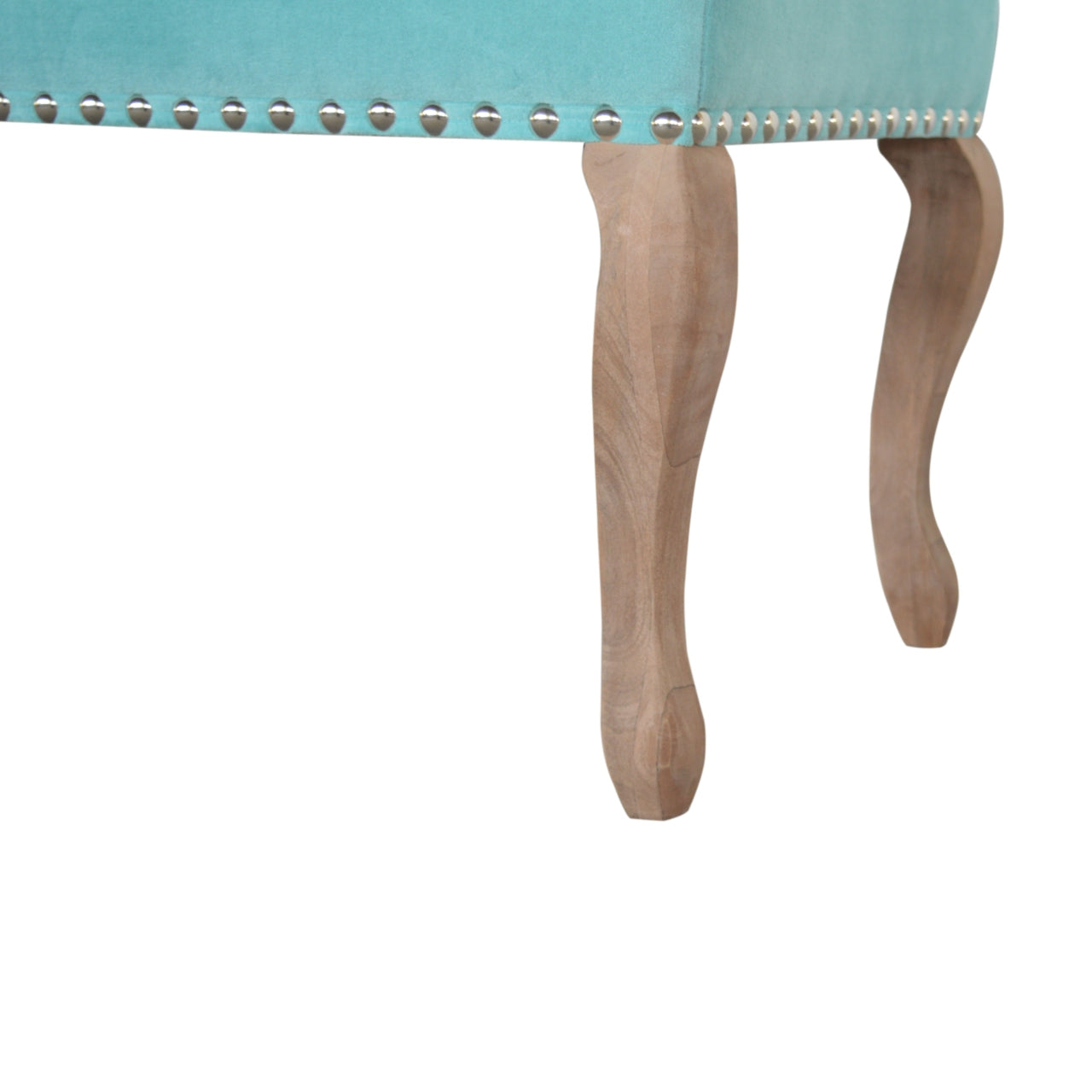 French Style Aqua Upholstered Bench