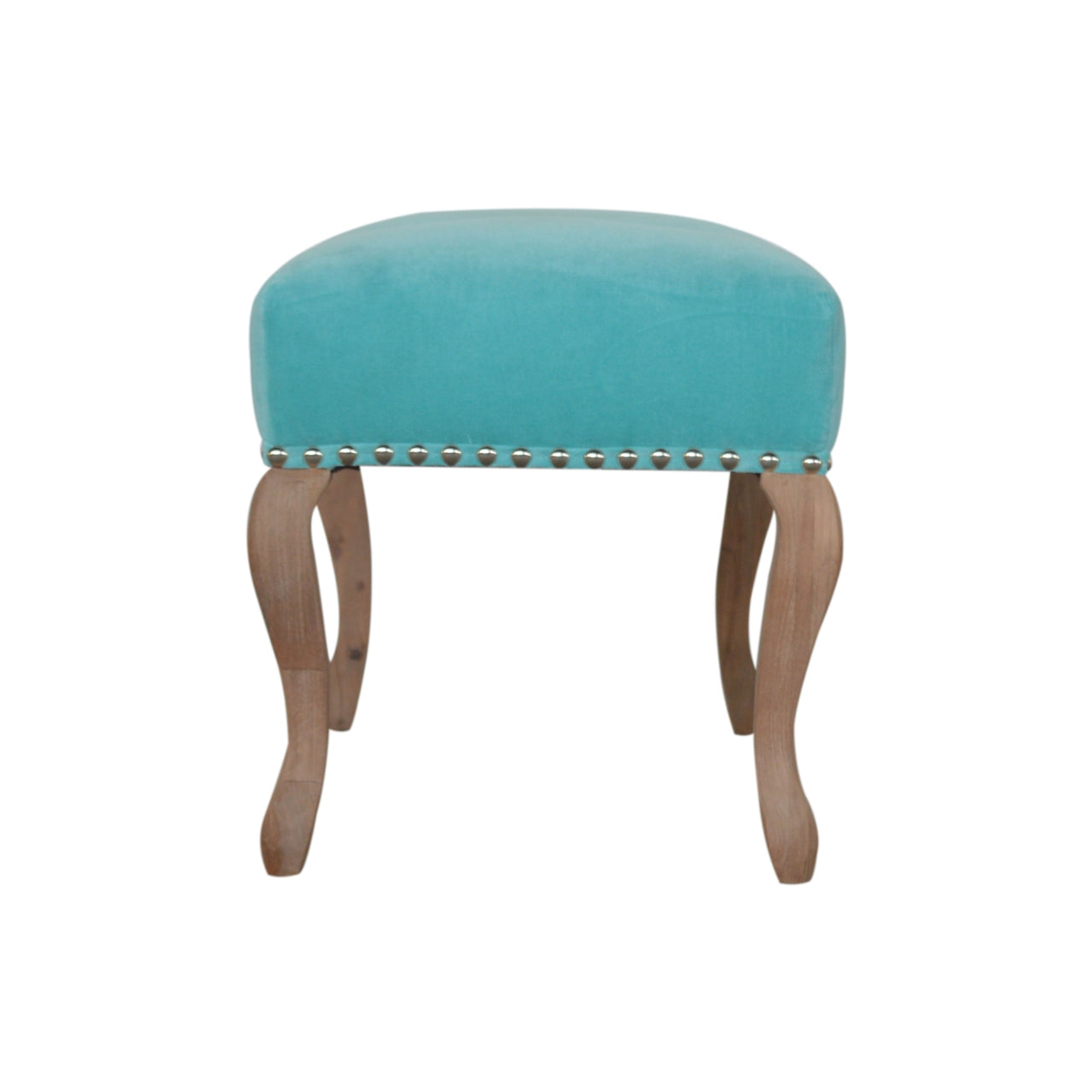 French Style Aqua Upholstered Bench