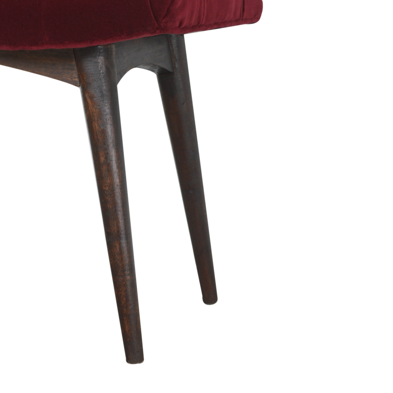 Wine Red Cotton Velvet Curved Bench