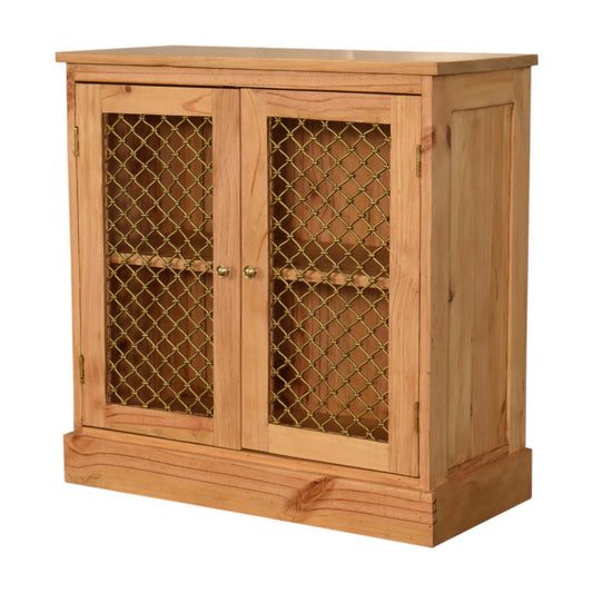 Caged Pine Country Rustic Style Cabinet