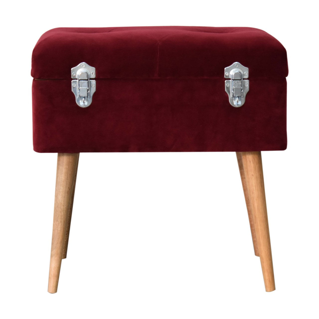 Wine Velvet Lid-up Footstool