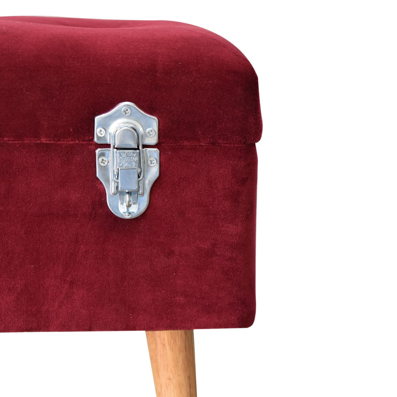 Wine Velvet Lid-up Footstool