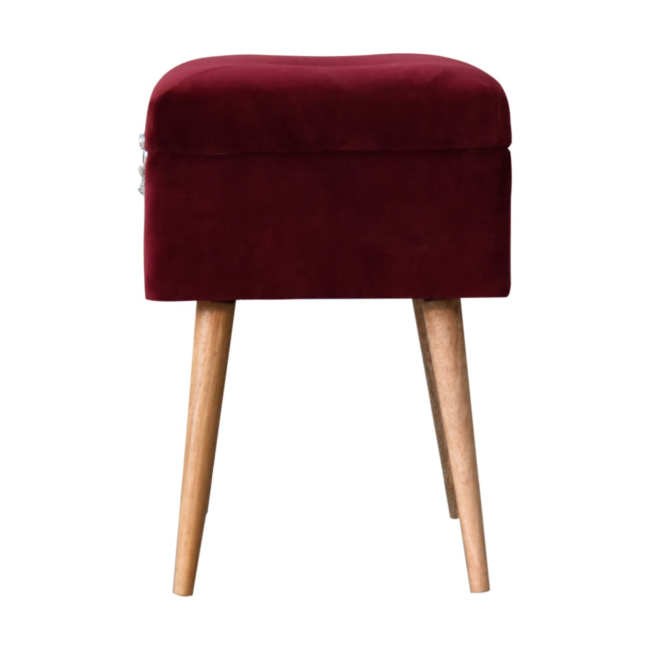 Wine Velvet Lid-up Footstool