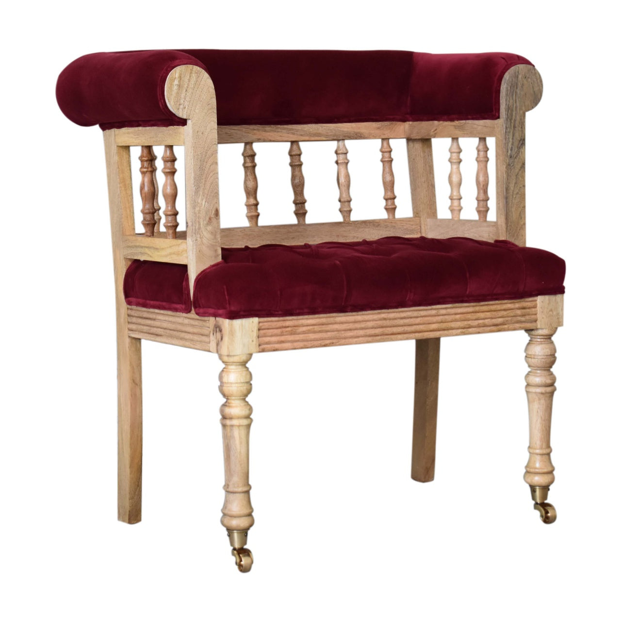 Wine Red Mini Deep Button Hallway Chair