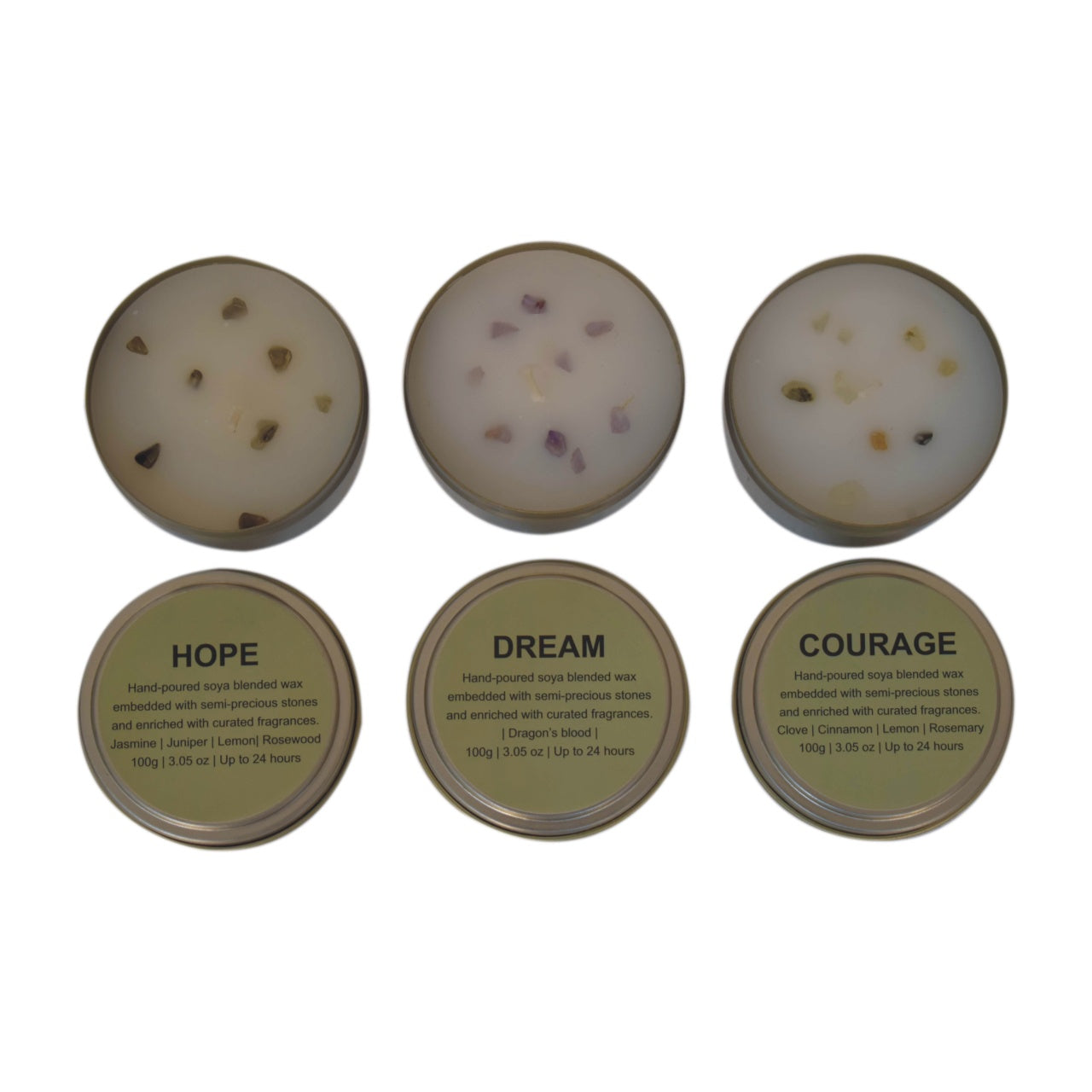 Candle Stone Jar Set (Courage, Dream, Hope)