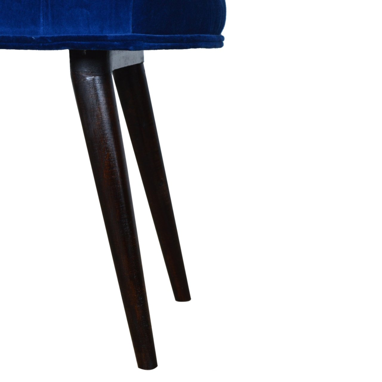 Royal Blue Cotton Velvet Deep Button Bench