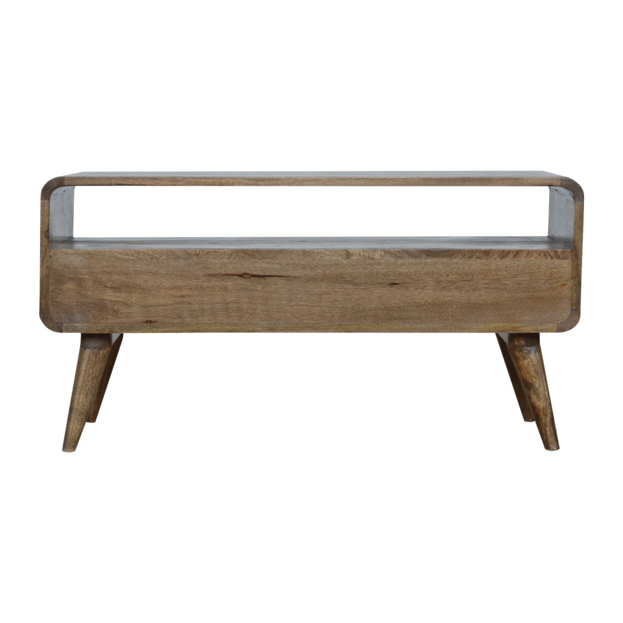 Curved Grey Washed Media Unit/ Coffee Table