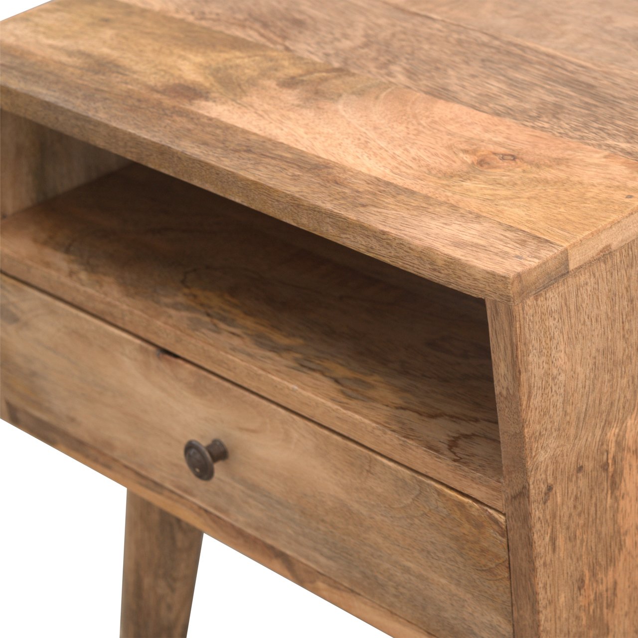 Modern Solid Wood Bedside Cabinet with Draw