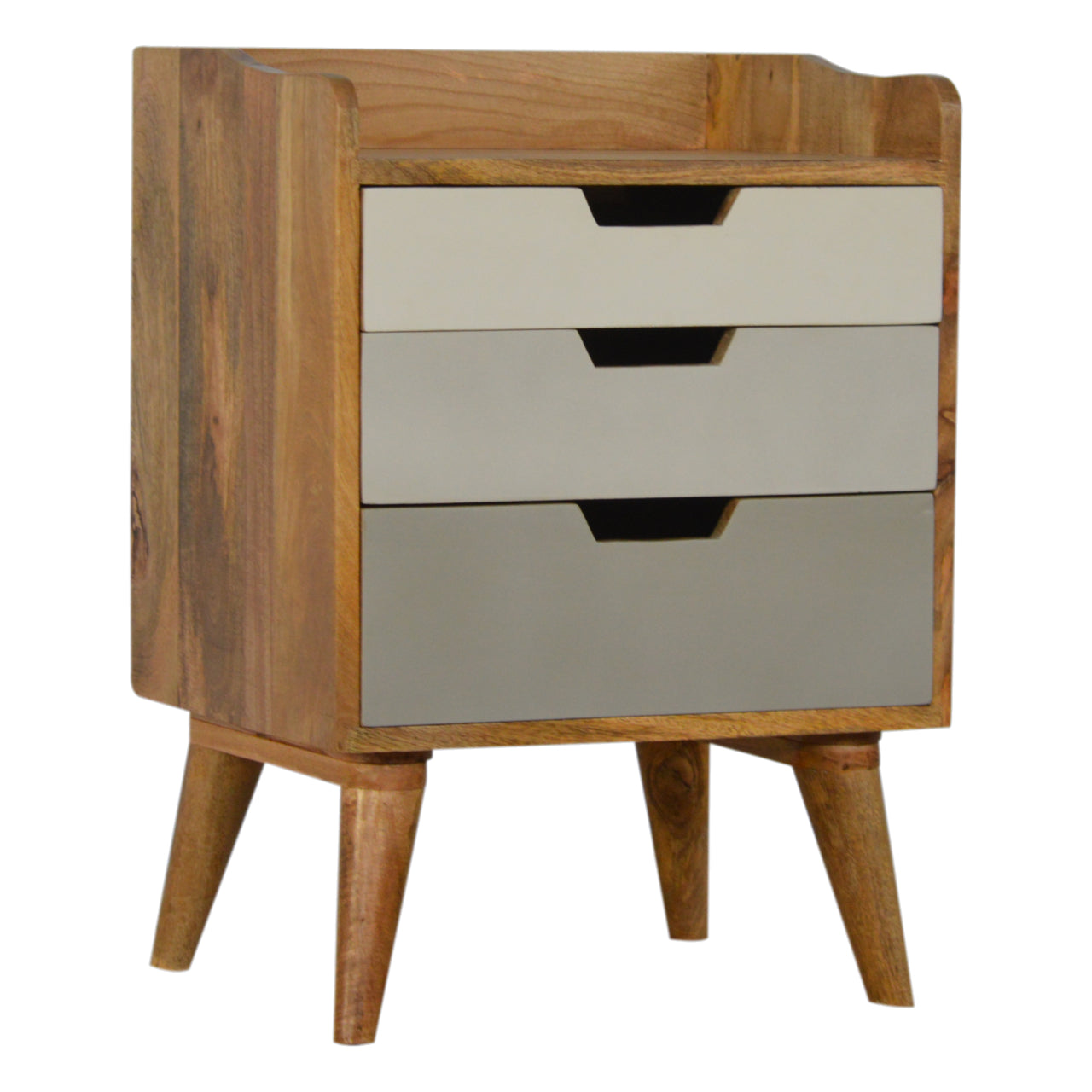 Grey and White Gradient Bedside Cabinet 3 Drawer