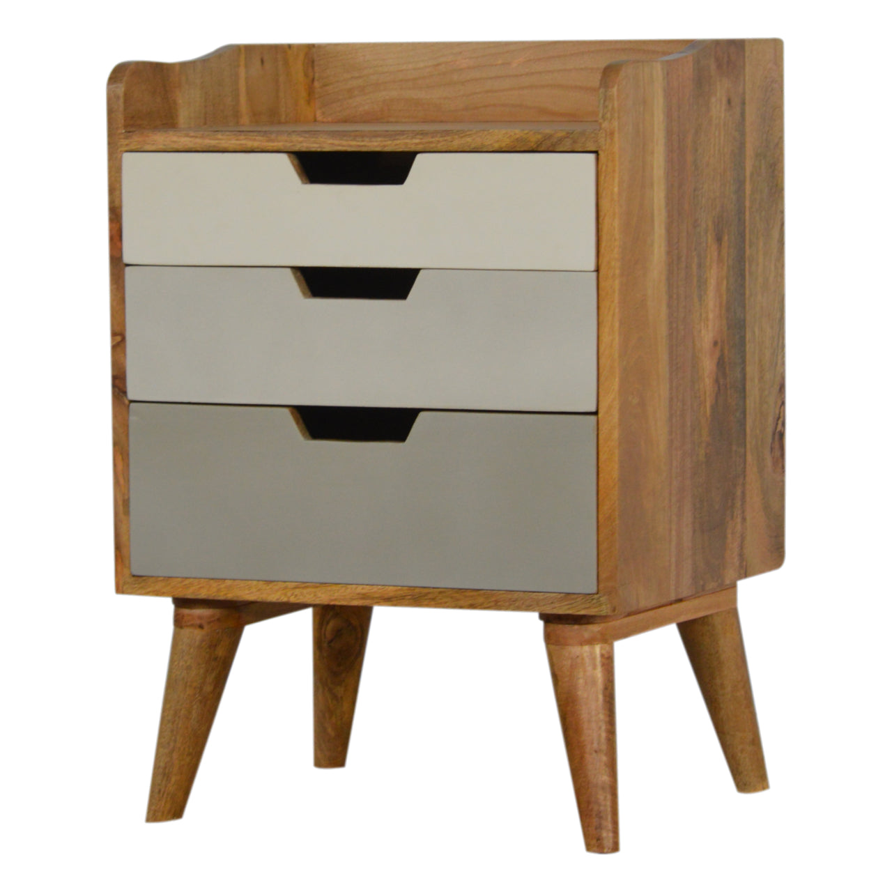 Grey and White Gradient Bedside Cabinet 3 Drawer