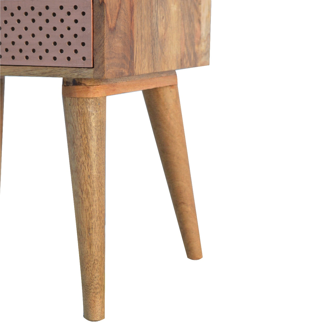 Perforated Copper Bedside Cabinet with Open Slot