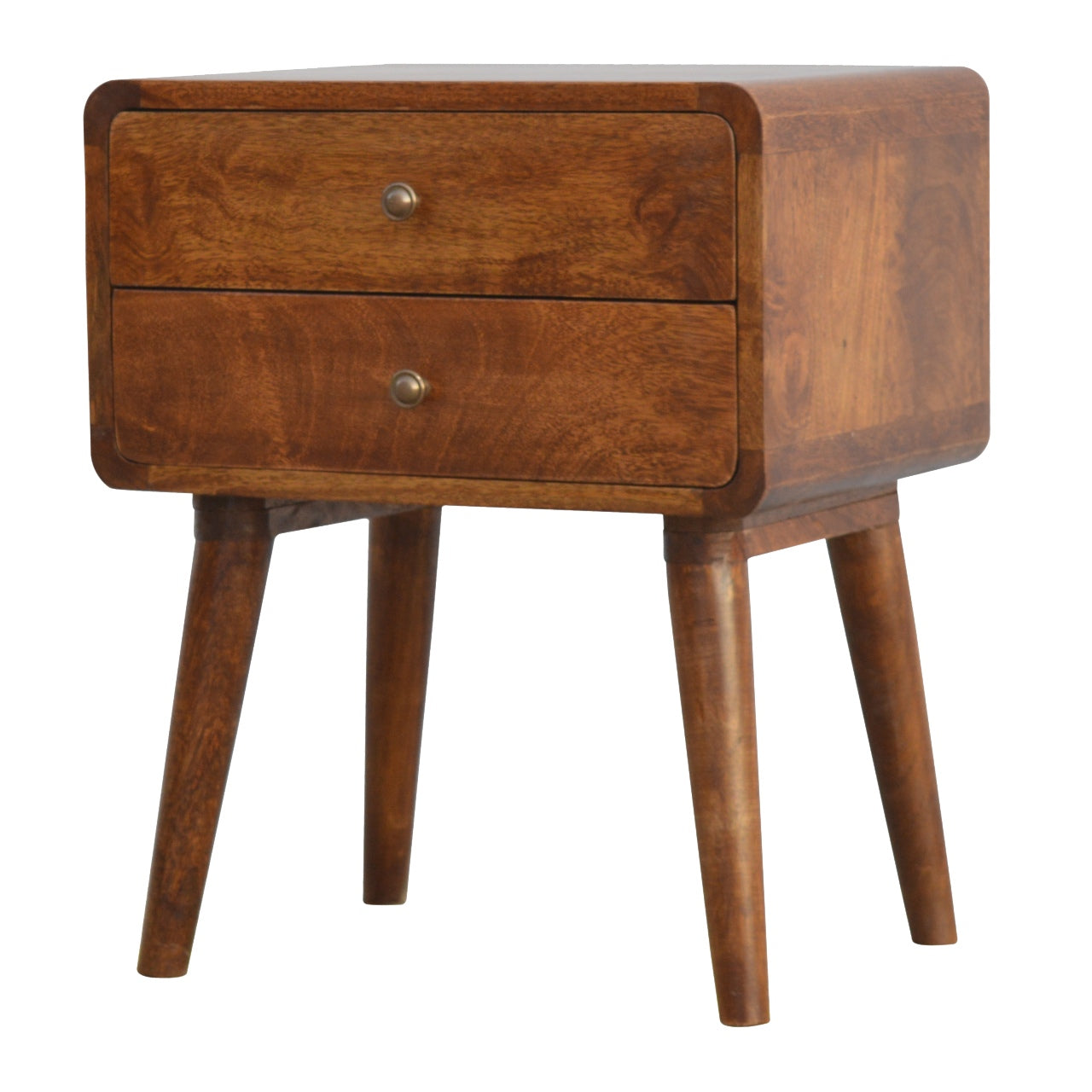 Curved Chestnut Bedside Cabinet