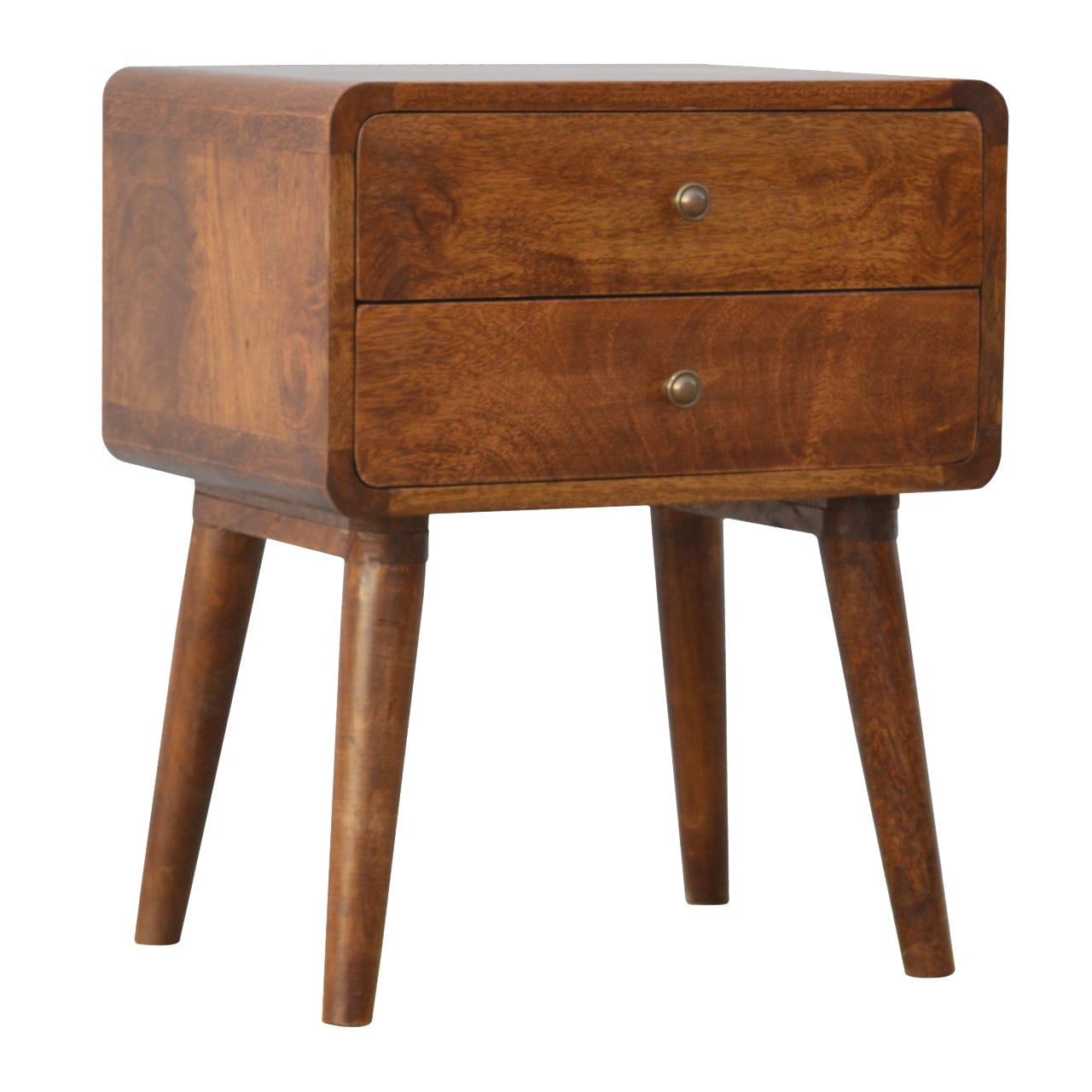 Curved Chestnut Bedside Cabinet