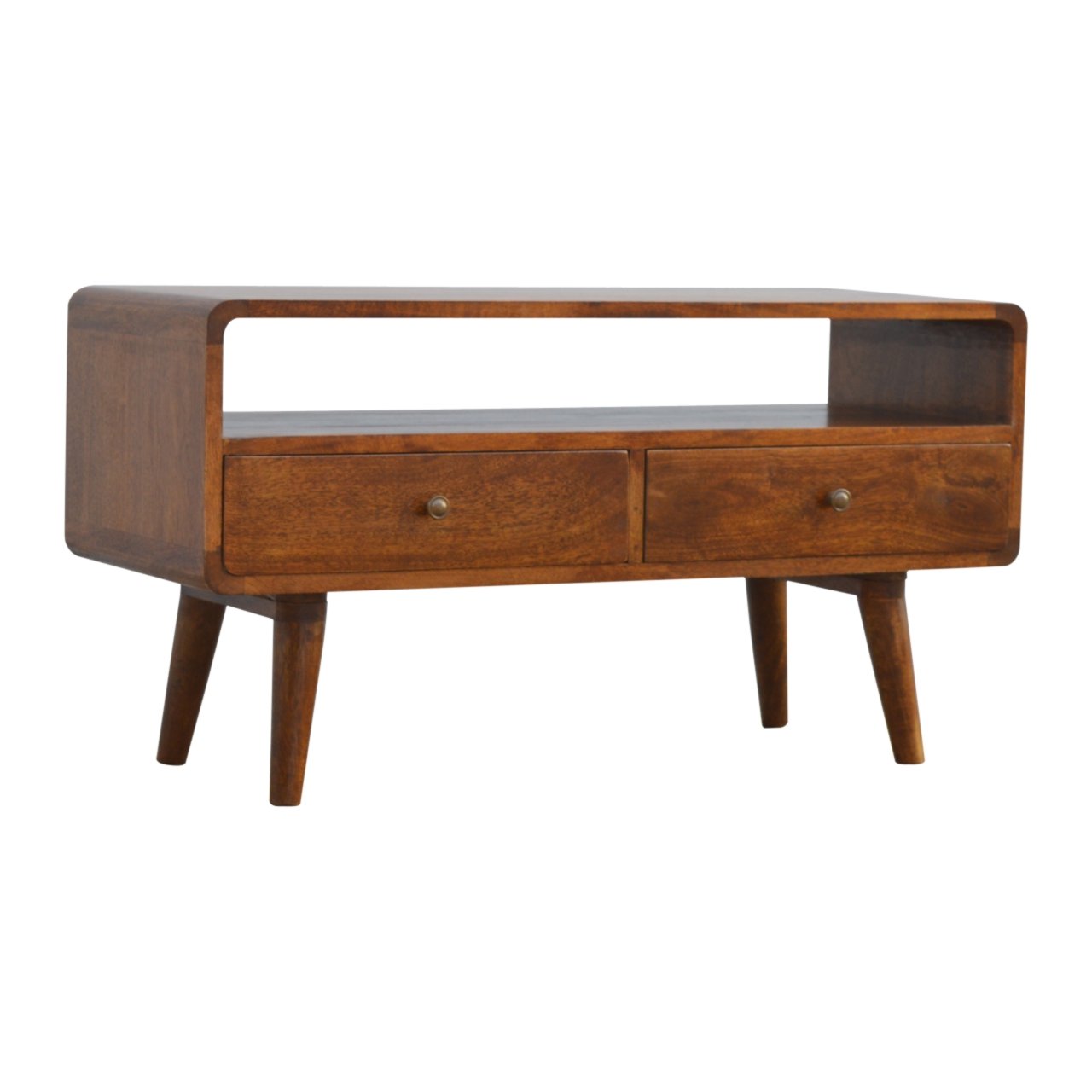 Curved Chestnut Coffee Table/ Media Unit