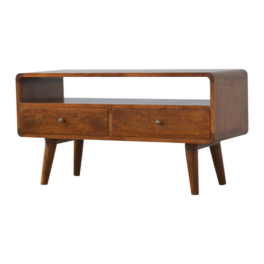 Curved Chestnut Coffee Table/ Media Unit