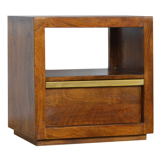 Chestnut Bedside Cabinet with Gold Bar