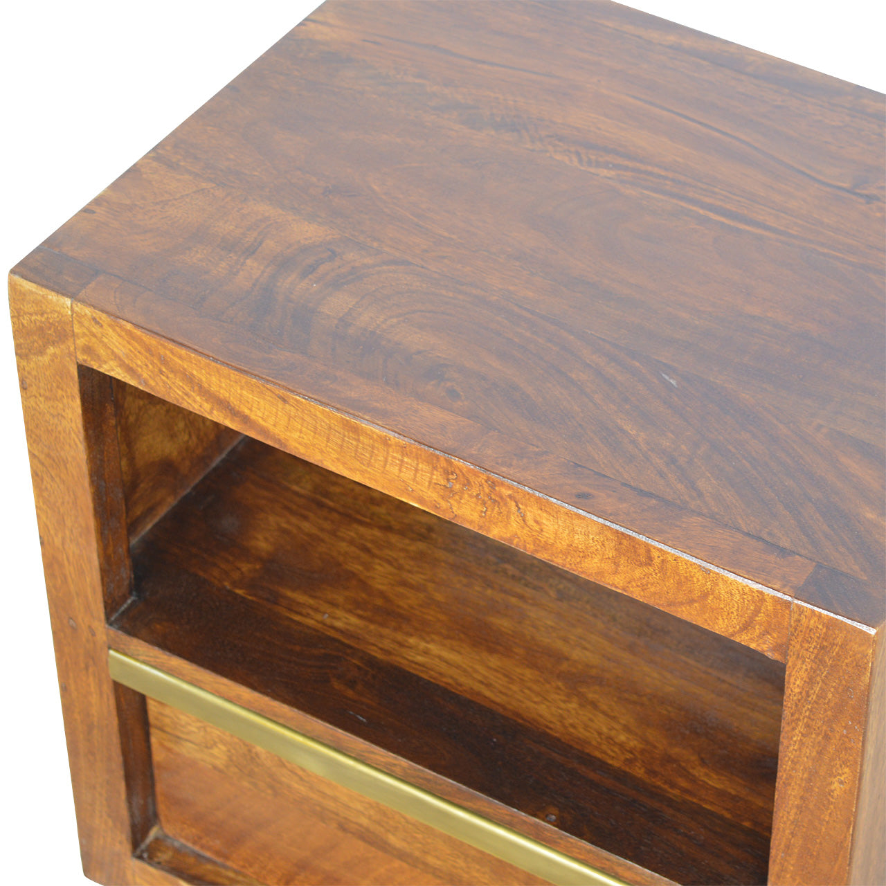 Chestnut Bedside Cabinet with Gold Bar