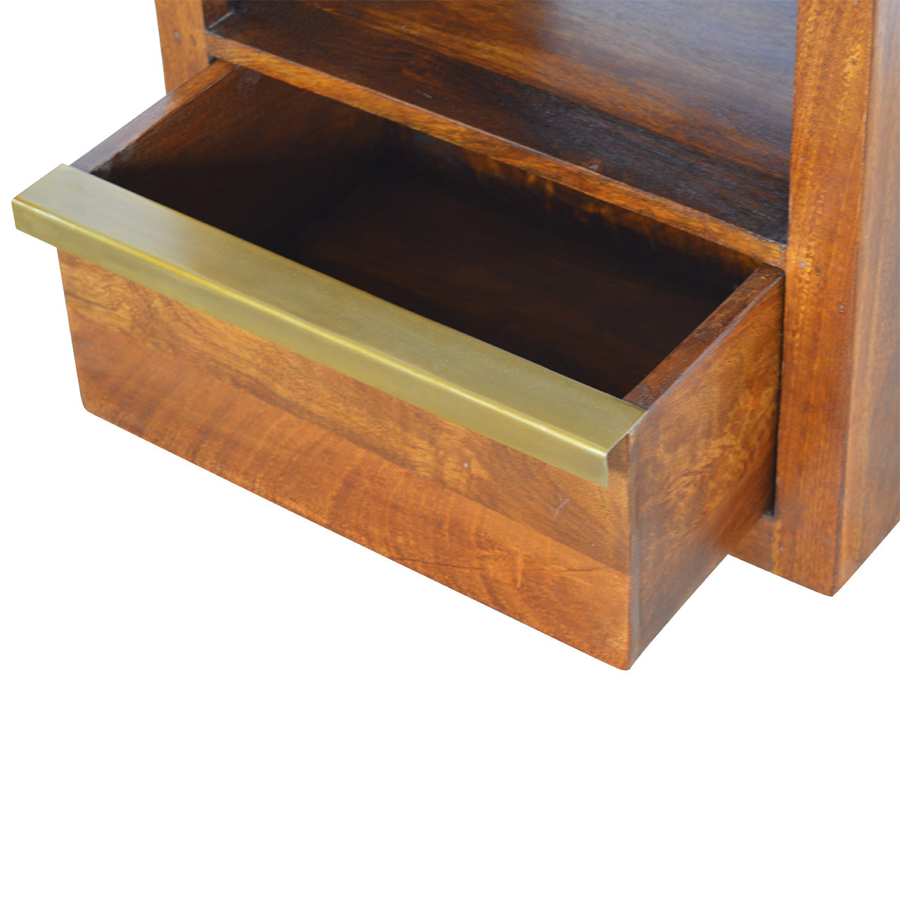 Chestnut Bedside Cabinet with Gold Bar