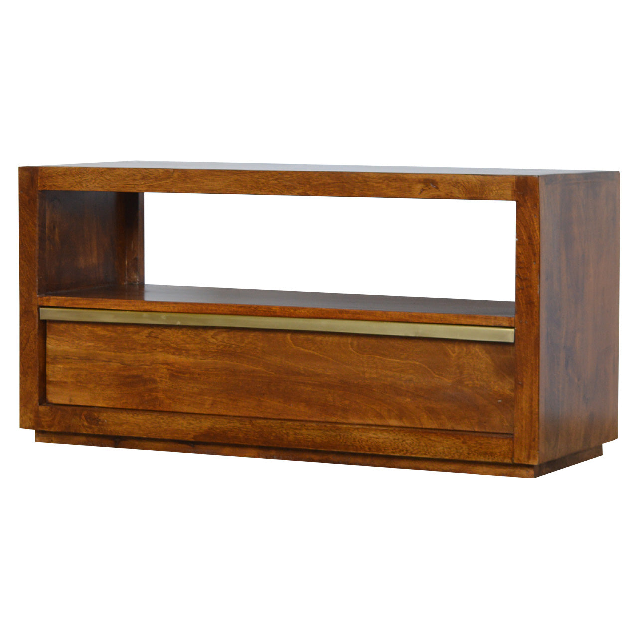 Chestnut Media Unit with Golden Handle