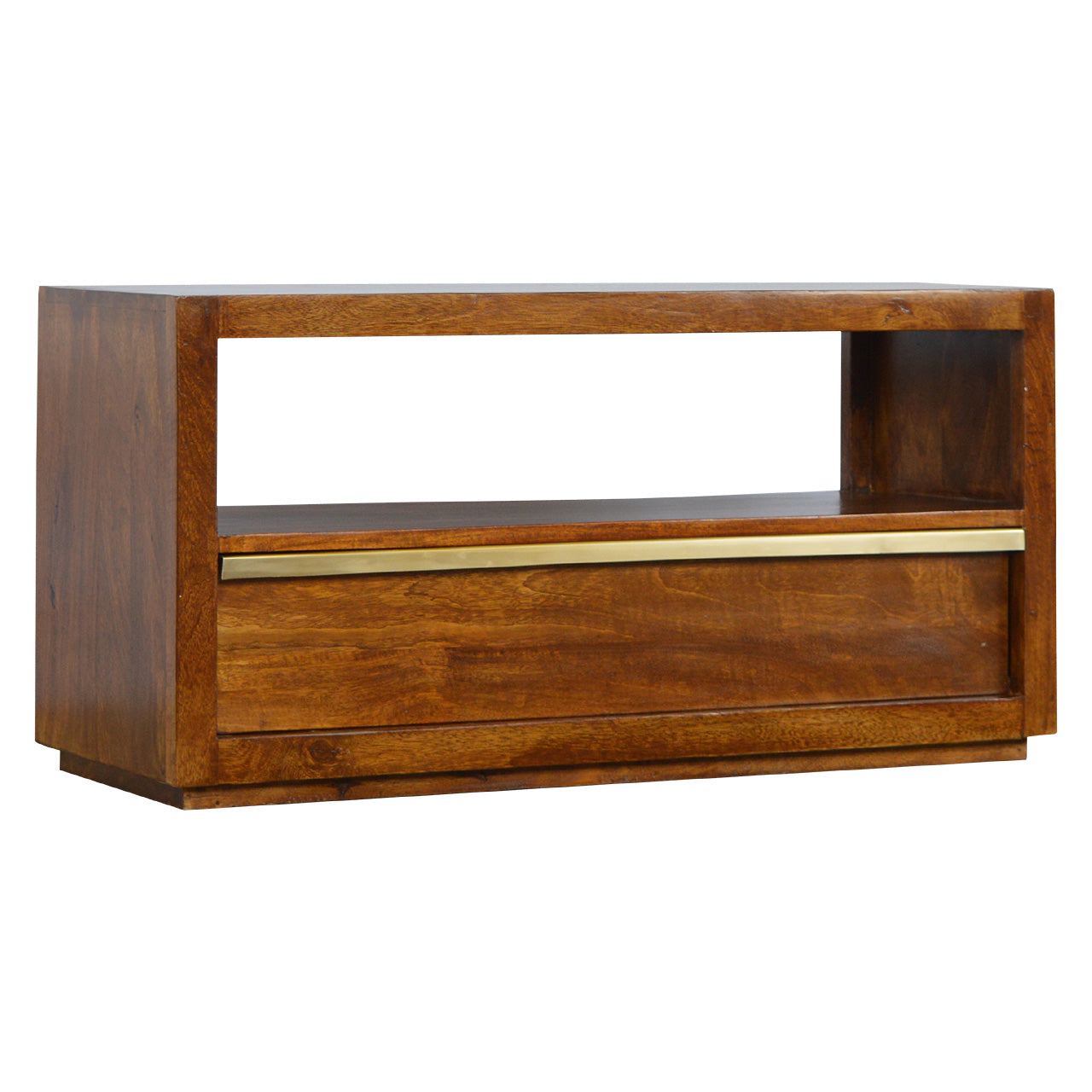 Chestnut Media Unit with Golden Handle