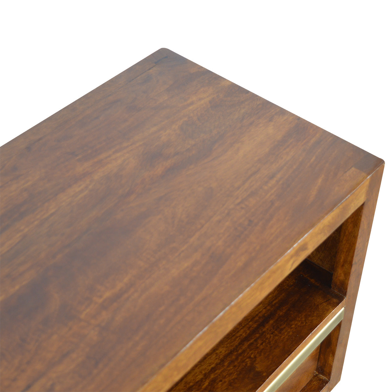 Chestnut Media Unit with Golden Handle