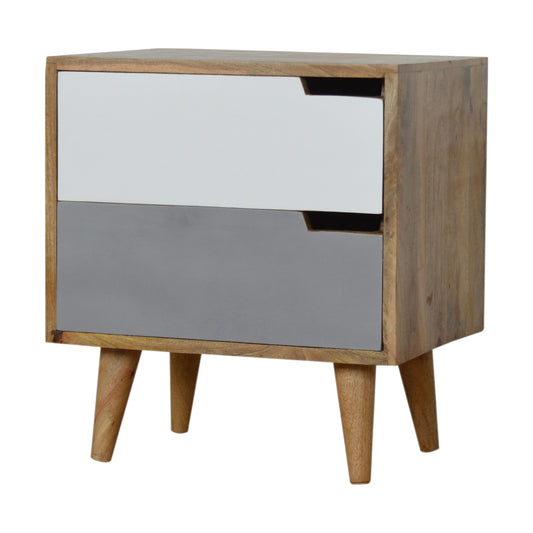 Grey Painted Bedside Cabinet with Cut out Slots