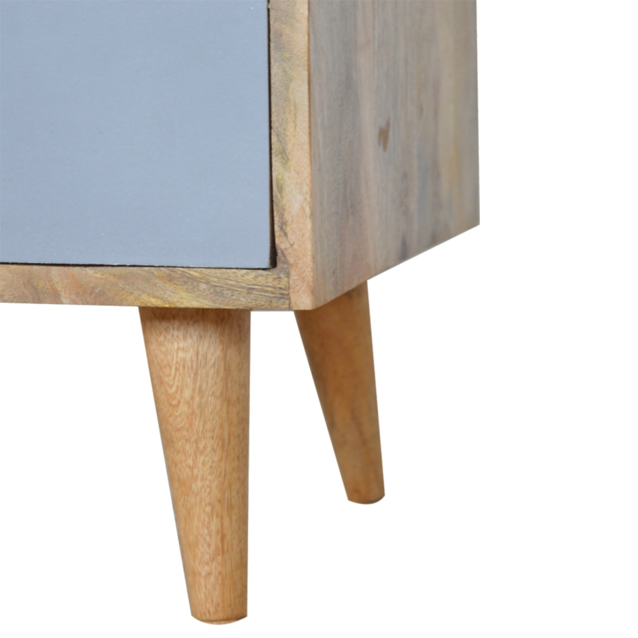 Grey Painted Bedside Cabinet with Cut out Slots