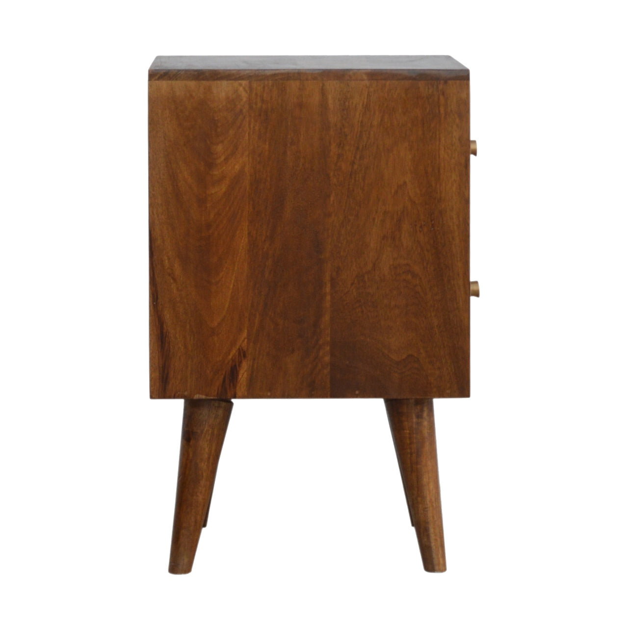 Chestnut Cube Carved Bedside Cabinet