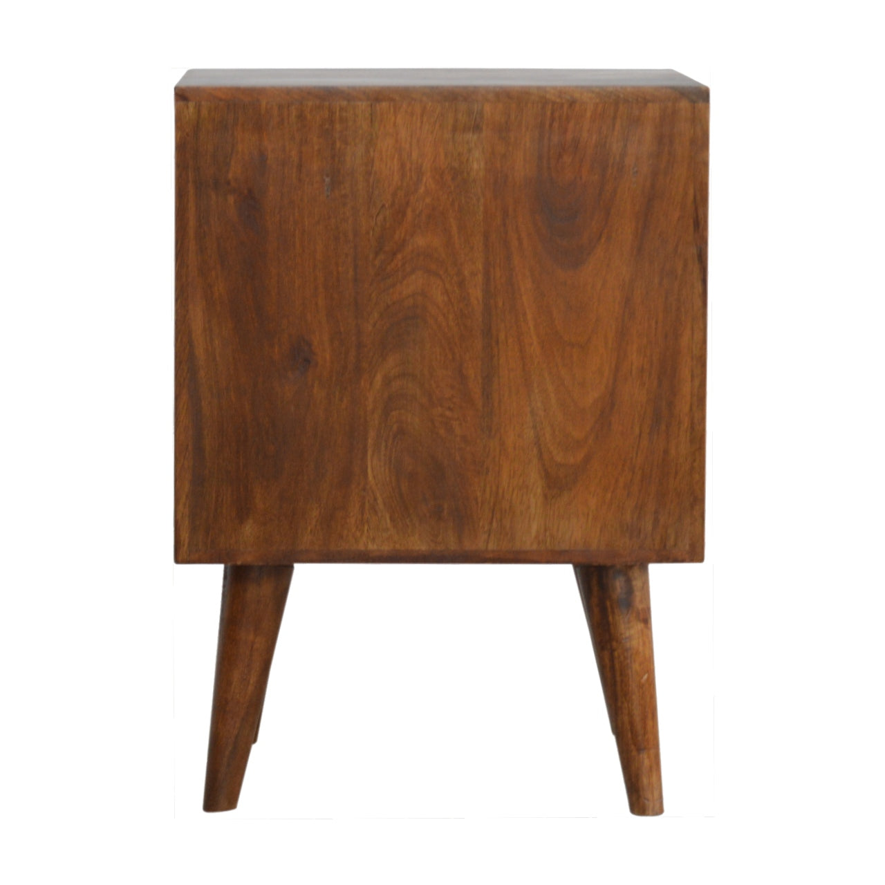 Chestnut Cube Carved Bedside Cabinet