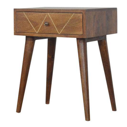 Geometric Brass Inlay Bedside Cabinet