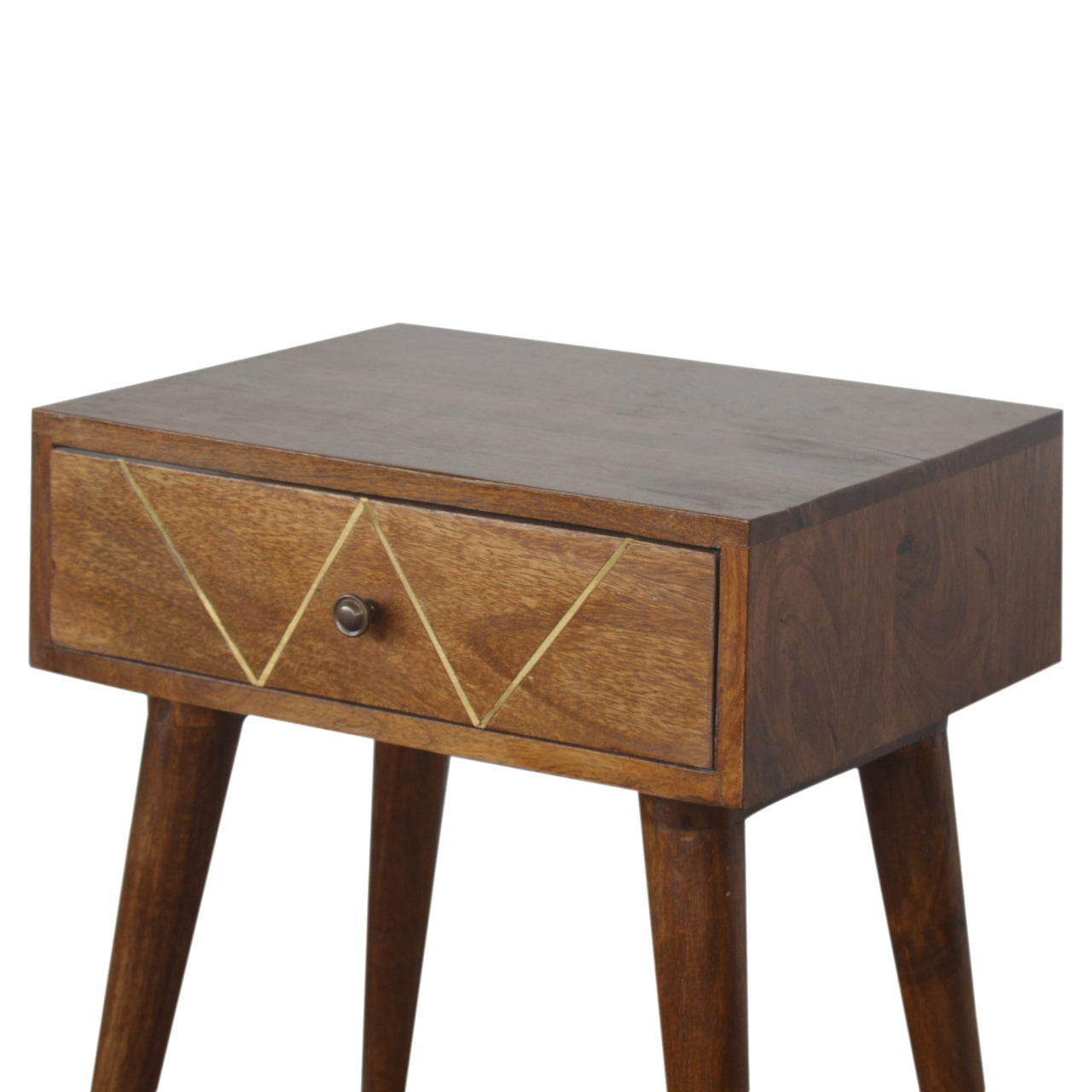 Geometric Brass Inlay Bedside Cabinet