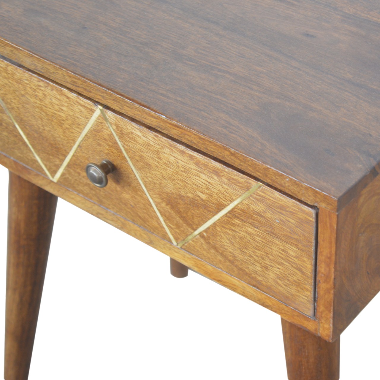 Geometric Brass Inlay Bedside Cabinet