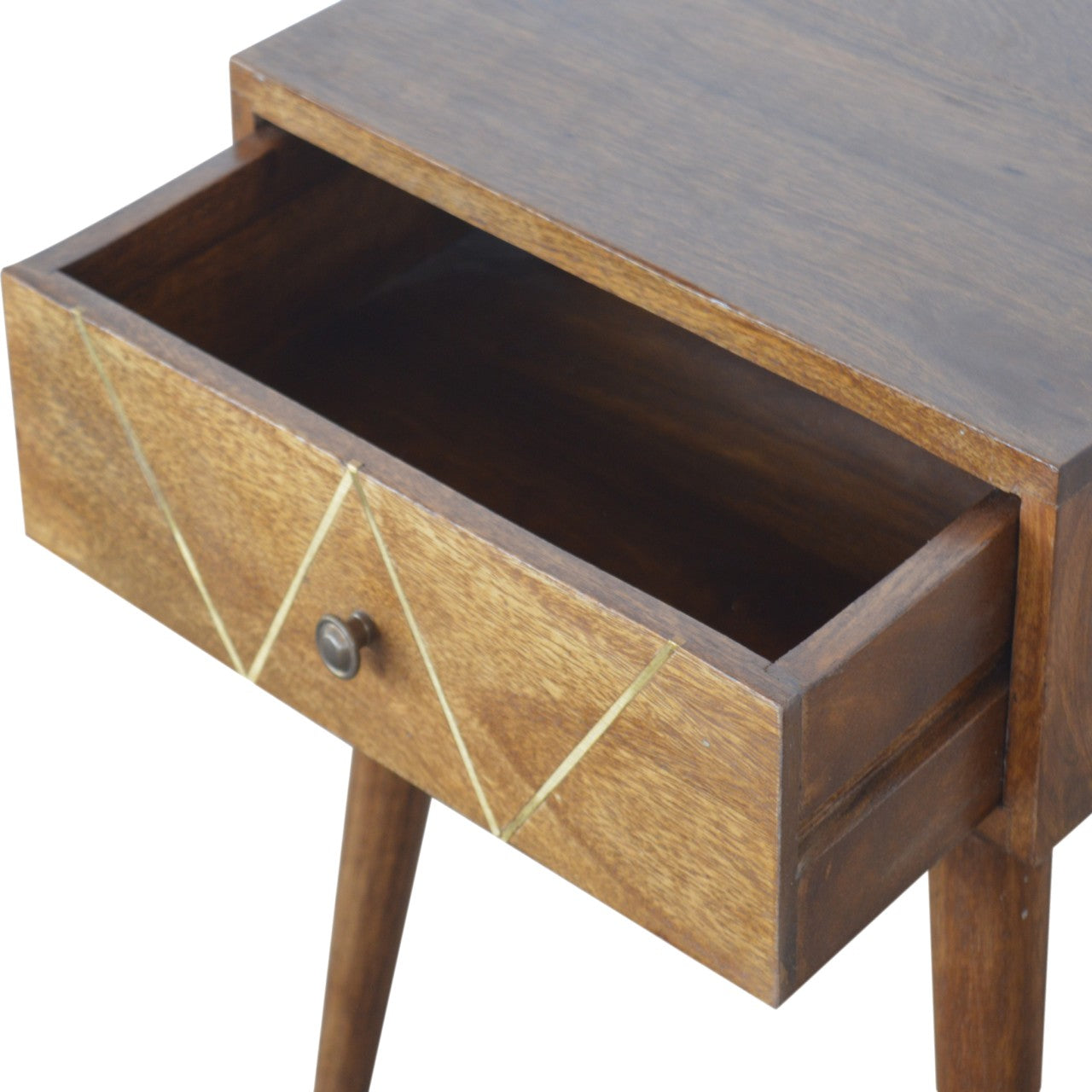 Geometric Brass Inlay Bedside Cabinet