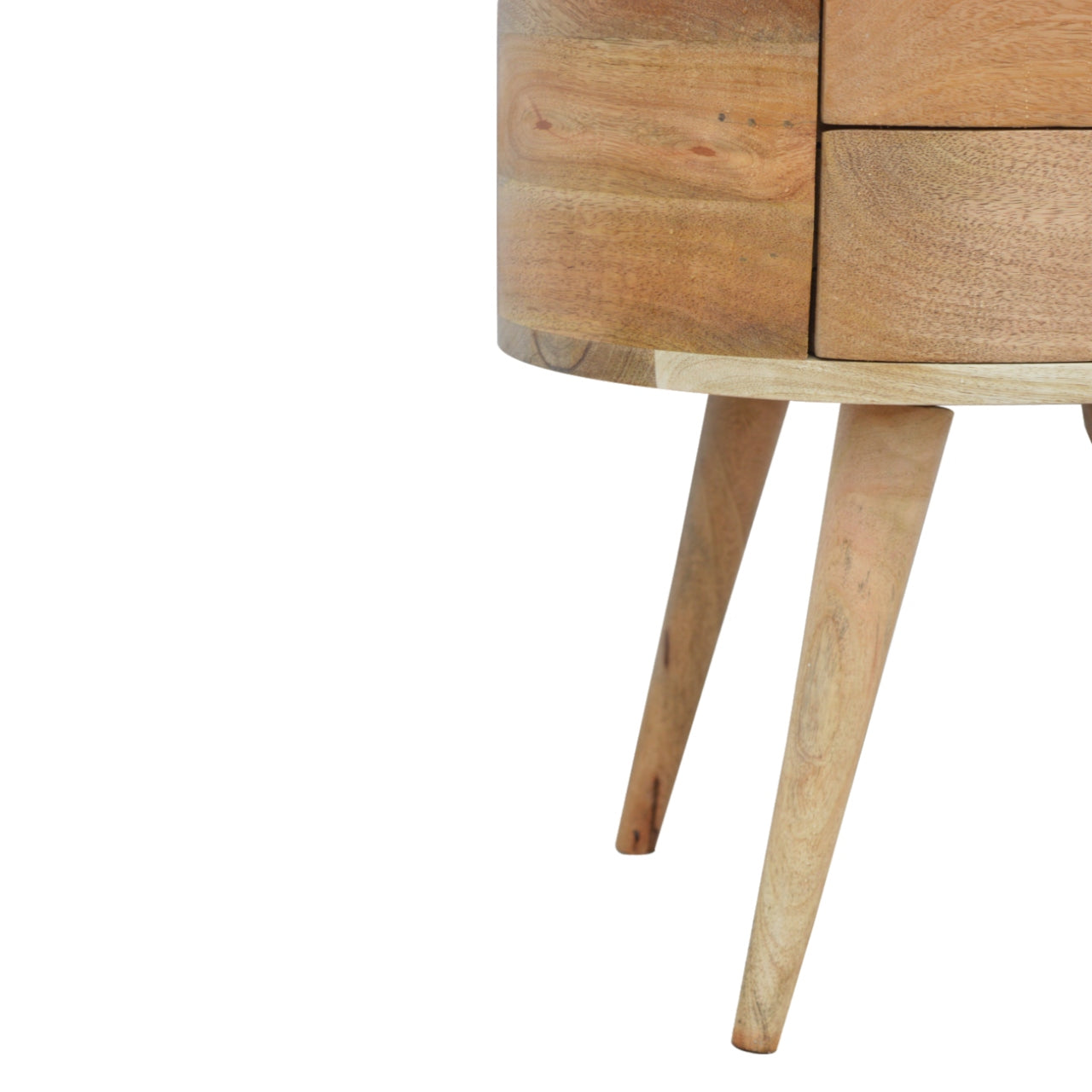 100% Solid Mango Rounded 2 Drawer Bedside Table