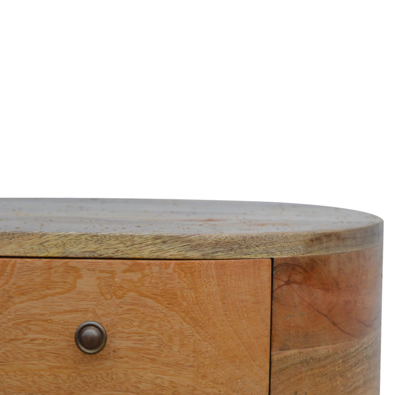 100% Solid Mango Rounded 2 Drawer Bedside Table