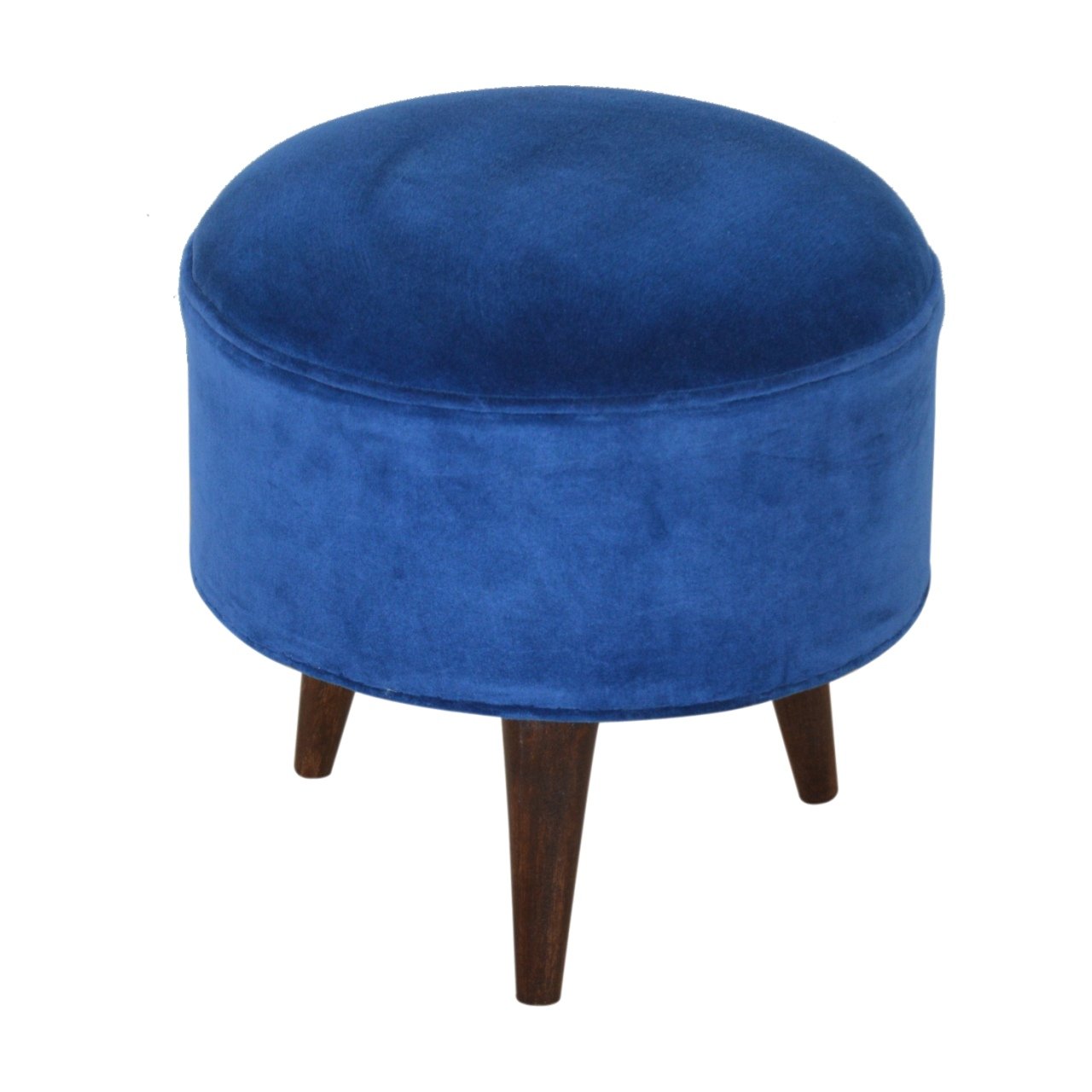 Royal Blue Velvet Nordic Style Footstool