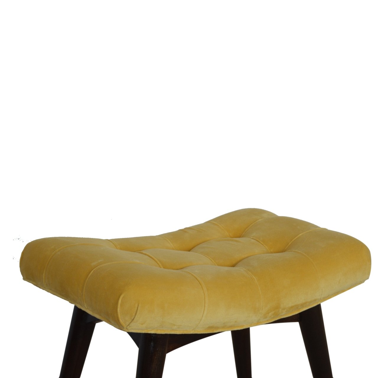 Mustard Cotton Velvet Curved Bench